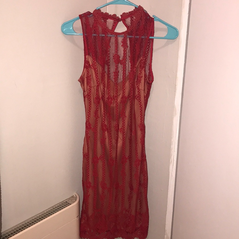 Red lace dress